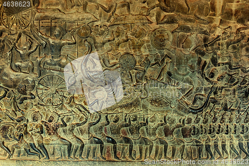 Image of Bas-relief stone carving in Cambodia