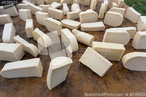 Image of Mongolian gurt from sour milk drying