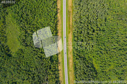 Image of Aerial top view on country road