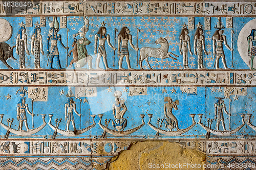 Image of Hieroglyphic egypt carvings on ceiling