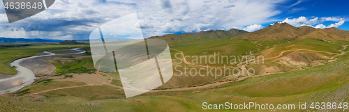 Image of Aerial landscape in Orkhon valley, Mongolia