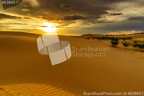 Image of dramatic sunset in desert