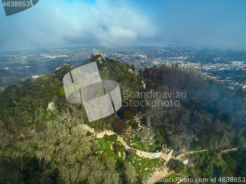 Image of Moorish Castle in fog Portugal