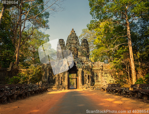 Image of South gate to Angkor Thom in Cambodia