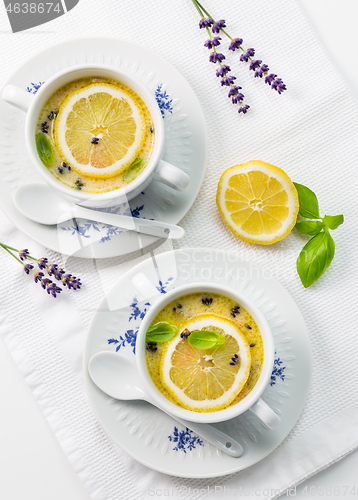 Image of Avgolemono - delicious Greek chicken egg and lemon soup