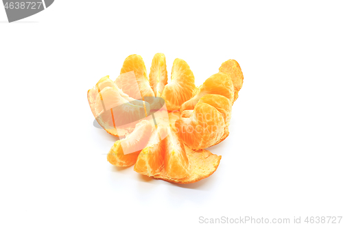 Image of Tasty tangerine slices isolated on white background