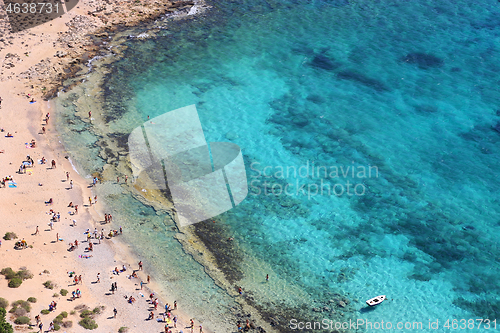 Image of Seaview on the beach from the fortress, Gramvousa, Crete, Greece