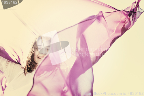 Image of young woman relax  on beach