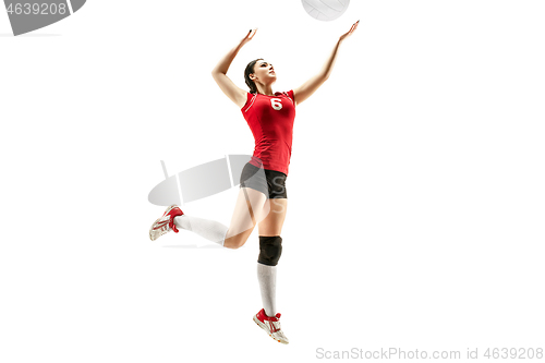 Image of Female professional volleyball player isolated on white