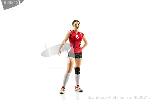 Image of Female professional volleyball player isolated on white