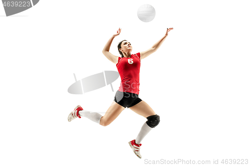 Image of Female professional volleyball player isolated on white