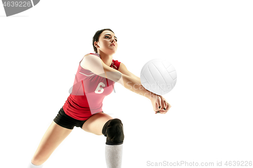 Image of Female professional volleyball player isolated on white