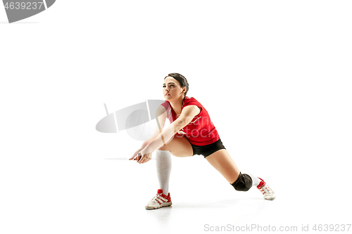 Image of Female professional volleyball player isolated on white