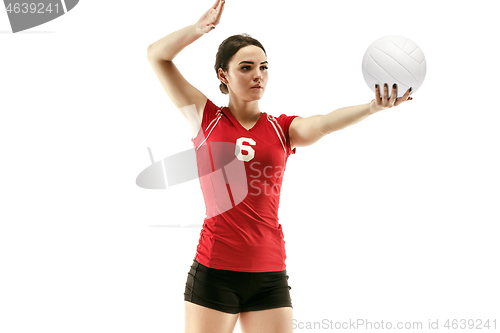 Image of Female professional volleyball player isolated on white