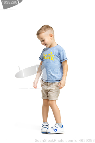 Image of Full length portrait of cute little kid in stylish clothes