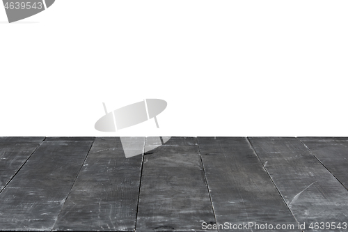 Image of Grey wooden table for display or montage your products on a white background.