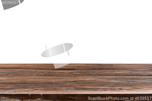 Image of Natural aged oaken table on a white background for display or demonstration your products.