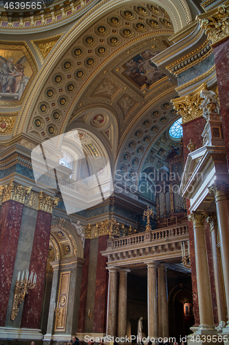 Image of Architectural style of beautiful interior of Catholic Cathedral with decoration in Budapest.