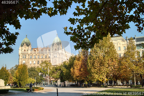 Image of Old fashioned historical building with square before in Budapest, Hungary.