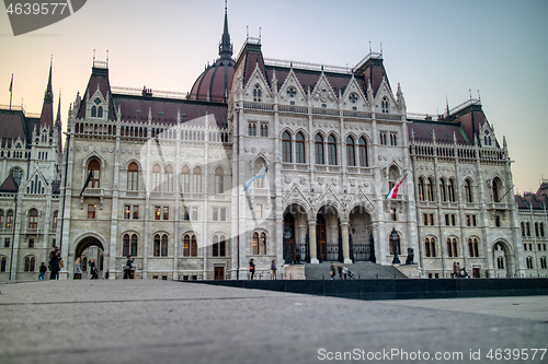 Image of Square before The Hungarian paliament building in Budapest.