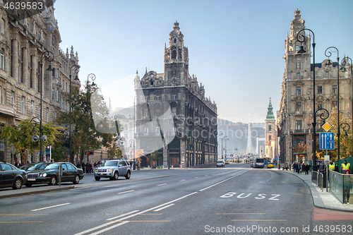 Image of Historical buildings of Klotild Palota, Palace in Budapest, Hungary.