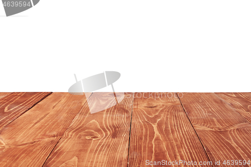 Image of Retro wooden natural table on a white background can used for expose or montage your products.