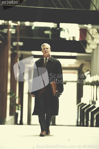 Image of handsome senior business man walking