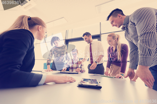 Image of startup business team on meeting at modern office