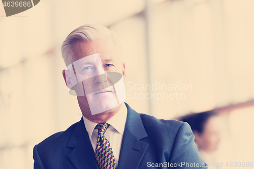 Image of portrait of handsome senior business man at modern office