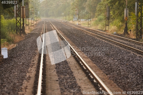 Image of Rrails of trains in late sunlight