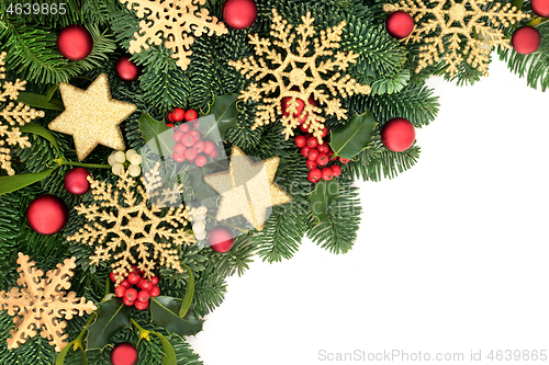 Image of Christmas Border with Bauble Decorations & Greenery 
