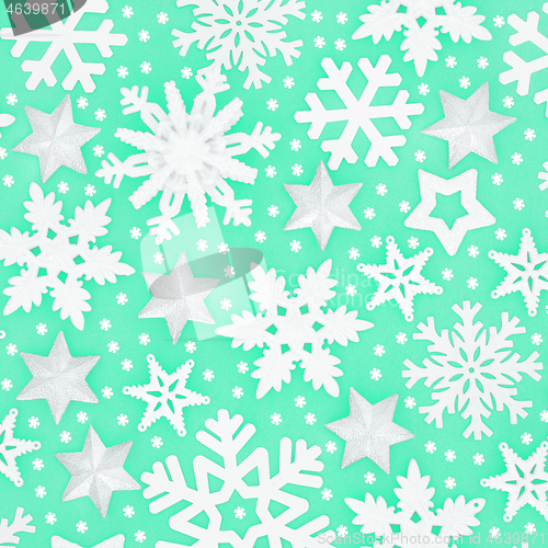 Image of Winter and Christmas Snowflake and Star Pattern