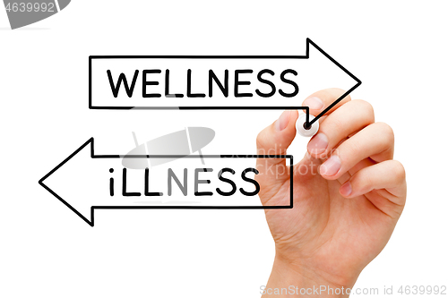 Image of Illness Or Wellness Opposite Arrows Concept