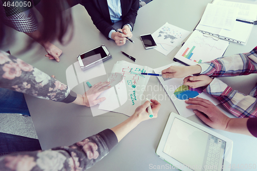 Image of top  view of business people group brainstorming on meeting