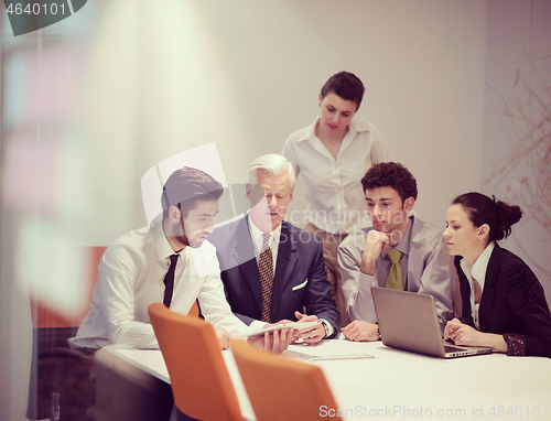 Image of business people group on meeting at modern startup office