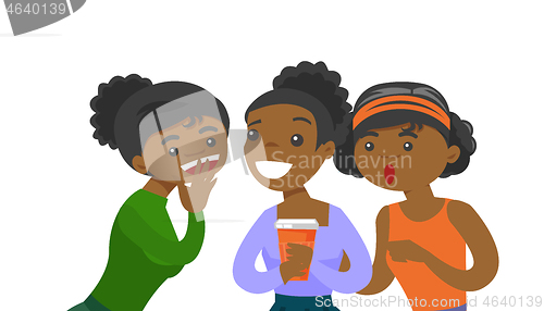 Image of Young african-american women sharing gossips.