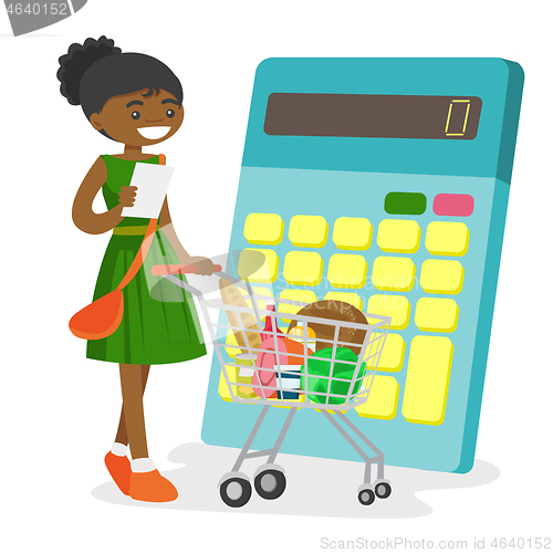 Image of Young african-american woman is shopping.