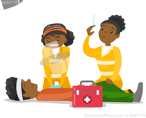 Image of Doctors doing cardiopulmonary resuscitation.