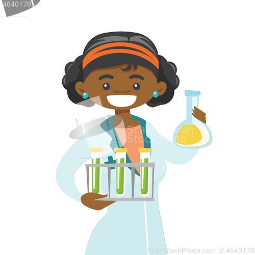 Image of Young african laboratory assistant at work.