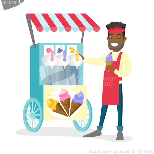 Image of African-american street seller selling ice cream.