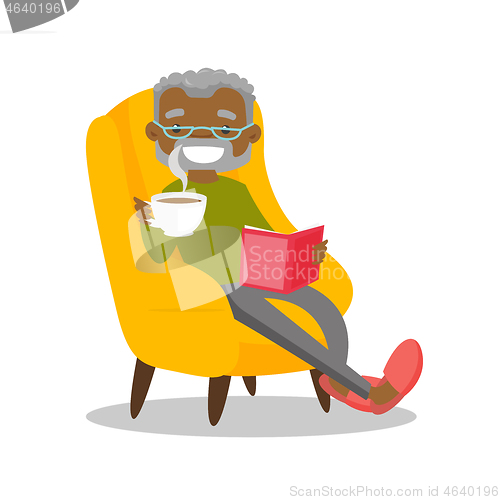 Image of Senior african-american man reading a book.