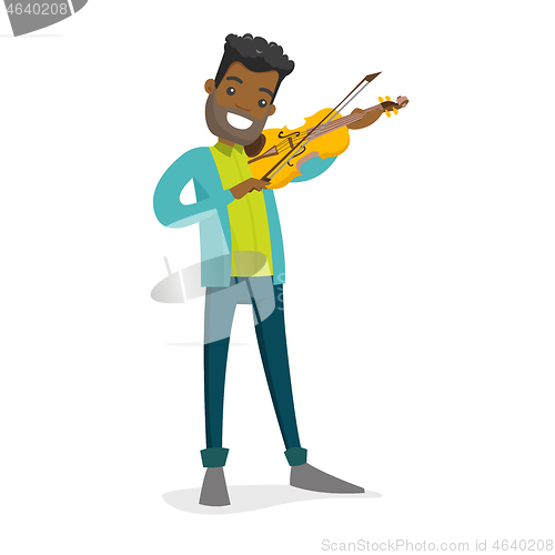 Image of Young african-american man playing violin.