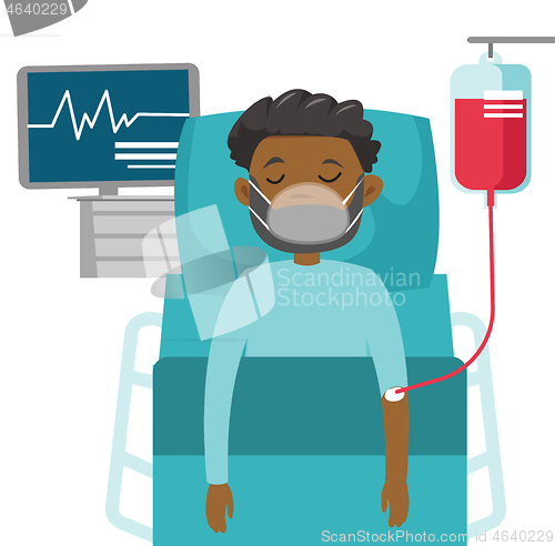 Image of Young african-american man lying in hospital bed.