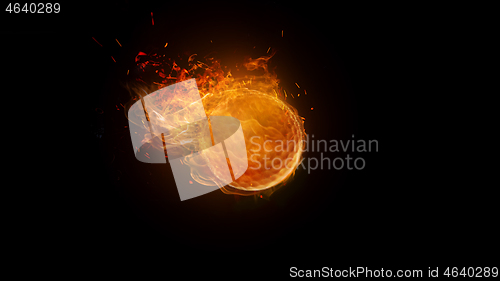 Image of Golf ball on Fire Burning, motion Blur