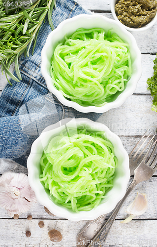 Image of green noodles from vegetable