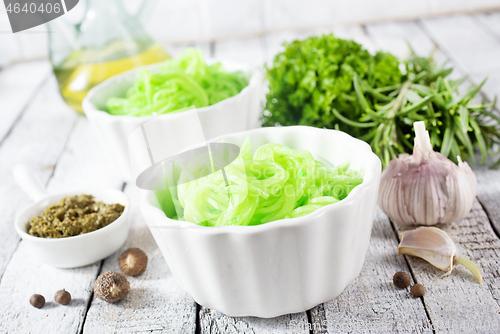 Image of green noodles from vegetable