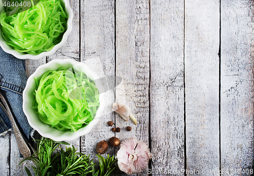 Image of green noodles from vegetable