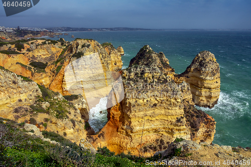 Image of Rock cliffs and waves in Portugal