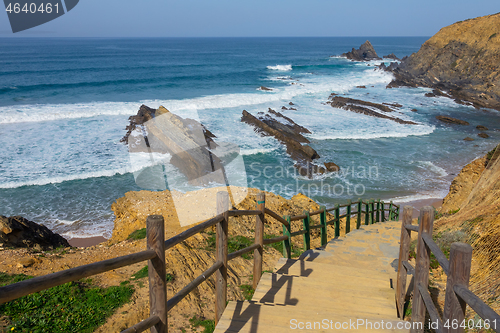 Image of Stairs to beach on Algarve Coast in Portugal