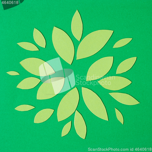 Image of abstract green paper leaves